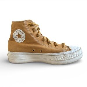 Converse Platform Chuck Taylor High Top Canvas Sneaker Lift HI Mustard Yellow 9
